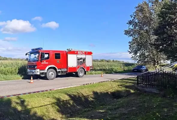 Zerwana linia energetyczna w Sikorach-Tomkowiętach. Interweniowali strażacy z OSP Kobylin-Borzymy