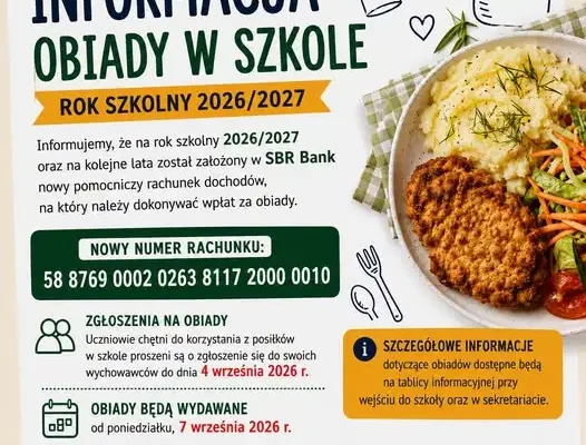 Nowy numer konta za obiady szkolne – ważne informacje dla rodziców
