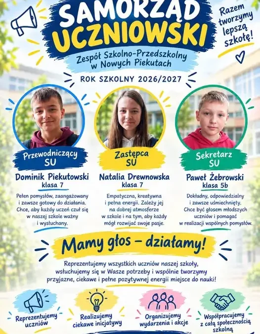 Nowy Samorząd Uczniowski w Piekutach rozpoczął rok szkolny 2026/2027