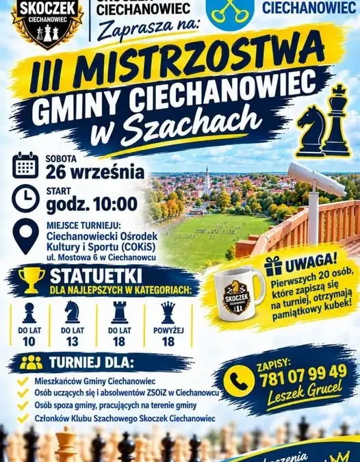III Mistrzostwa Gminy Ciechanowiec w Szachach już w tę sobotę
