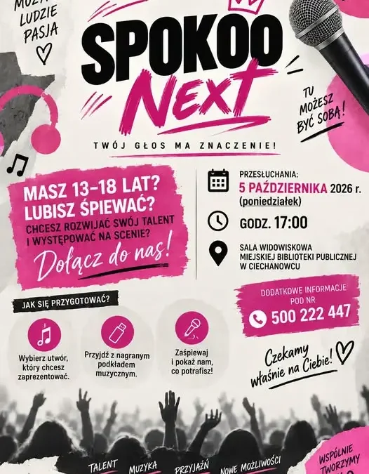 SPOKOO Next szuka młodych wokalistów – przesłuchania w Ciechanowcu
