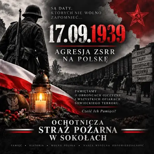 87. rocznica sowieckiej agresji na Polskę – strażacy z Sokołów oddali hołd ofiarom
