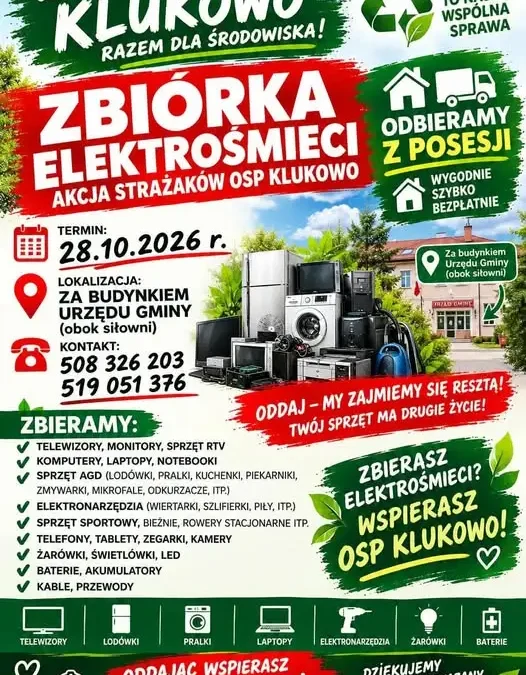 Klukowo: Zbiórka elektrośmieci potrwa do 28 października