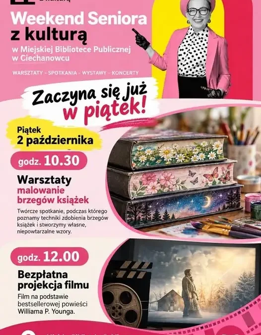 Weekend Seniora z Kulturą w Ciechanowcu: warsztaty i film w bibliotece