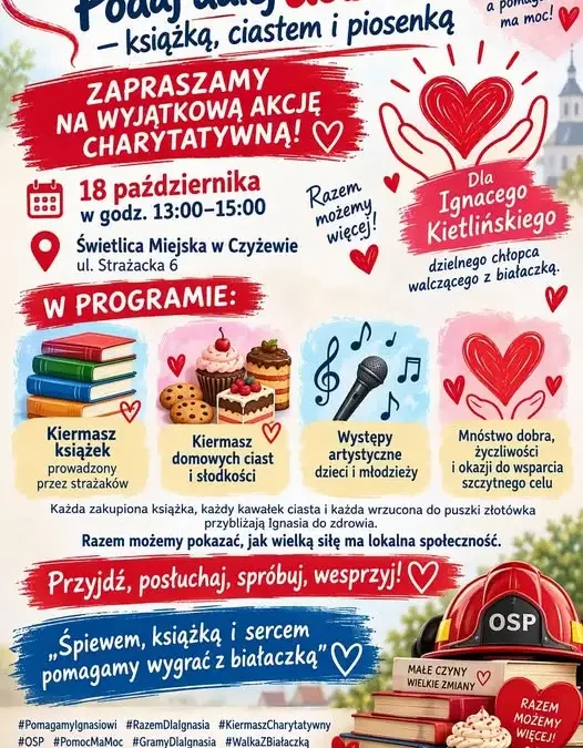 Kiermasz charytatywny w Czyżewie – strażacy OSP pomagają Ignasiowi w walce z białaczką