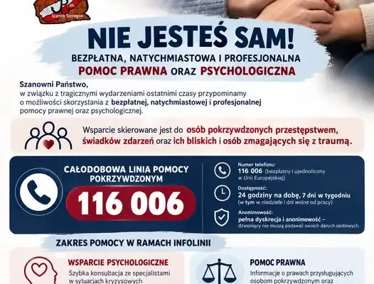Bezpłatna pomoc psychologiczna i prawna – całodobowa linia 116 006